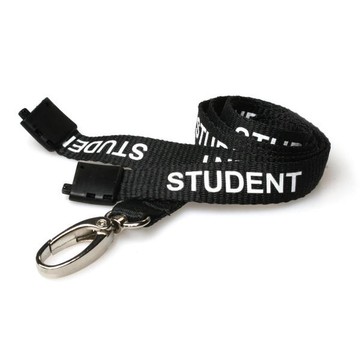 EcoStudent SecureClip Lanyards 100pcs, rPET, Metal lobster clip, 15mm, Student, 90cm