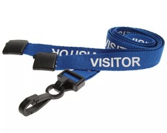 Blue Visitor Lanyards with Plastic J Clip (Pack of 100) image