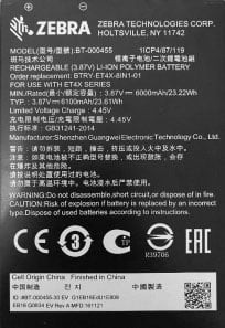 Zebra BTRY-ET4X-8IN1-01 Batteries