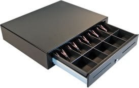 Vasario Cash Drawer (Steel Front with Dual Media Slots, 320 MultiPRO Interface, 19 Inch x 15 Inch) - Color: Black image
