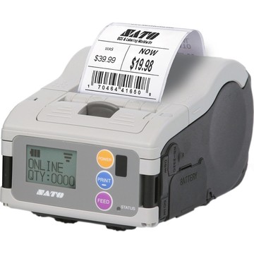 Imprimante d'étiquettes thermique mobile SATO MB201i, 203dpi, 103mm/s, Bluetooth, Wi-Fi, Batterie incluse