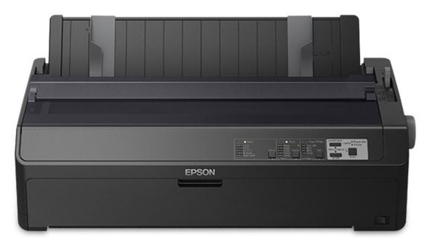 Epson - FX-2190II NT - Impact Dot Matrix Form Printer, 9-Pin, Wide-Carriage, 738 cps,  Network/Parallel/USB, Light Gray