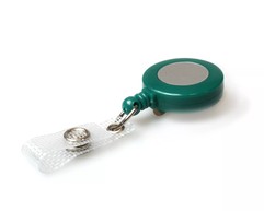 Green Card Reels with Reinforced ID Straps with Silver Sticker (Pack of 50) image