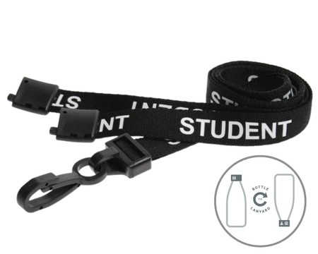 Black Student Lanyards with Plastic J Clip (Pack of 100)