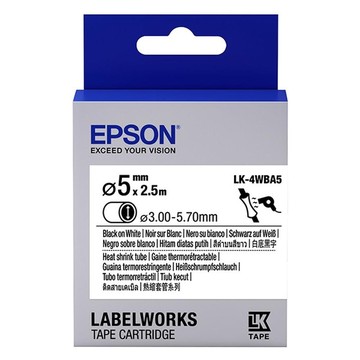 TAPE - LK4WBA5 HST BLK/: Label Cartridge Heat Shrink LK-4WBA5, D5mm...