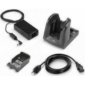 MC32 Single Slot Serial/USB Cradle Kit (US). Includes: Single Slot Cradle CRD3000-1001RR, Battery Adapter ADP-MC32-CUP0-01, corresponding Power Supply, DC Line Cord and US grounded AC Cord 23844-00-00R