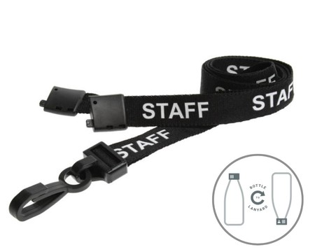 Black Staff Lanyards with Plastic J Clip (Pack of 100)