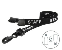 Black Staff Lanyards with Plastic J Clip (Pack of 100) image