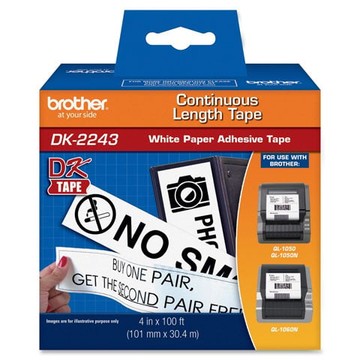 BROTHER MOBILE, 4"X100' (101MMX30.4M) WHITE PAPER CONTINUOUS LABEL (EXCLUSIVE PARTNERS ONLY)