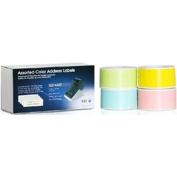 Seiko SLP-4AST, Address Label, Blue, Green, Pink, Yellow, 28mm x 89mm, 520 Labels