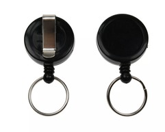 Black ID Badge Reels with Key Ring (Pack of 50) image