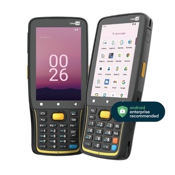 Cipherlab, RK26 Mobile Computer, Android 12 Google Mobile Services, Bluetooth5.1/WiFi6/NFC, Advanced Range 2D Imager (SE5500), 4GB RAM + 64GB Flash, 4'' WVGA, 16mp Autofocus Camera, 28 Key, 4000 mAh, US Adapter, USB Snap-On