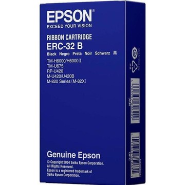 EPSON, ERC-32B, CONSUMABLES, BLACK INK RIBBON, FOR USE IN TM-H6000, TM-U675, M-U420/820, CASE IS 10 RIBBONS, SOLD AS A CASE ONLY