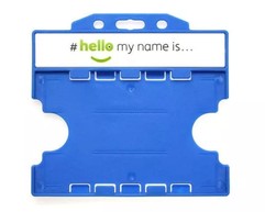 'Hello My Name Is' Light Blue Open-faced Dual-Sided Card Holders - Landscape (Pack of 100) image