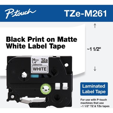 BROTHER MOBILE, 1.4 IN X 26.2 FT (36MM X 8M), BLACK INK ON MATTE WHITE LABEL, 2 PACK