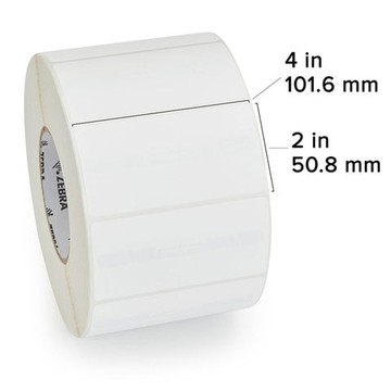 Label, Paper, 4 x 2in, Direct Thermal, Z-Perform 1000D, 3 in core, 4 Rolls/Carton