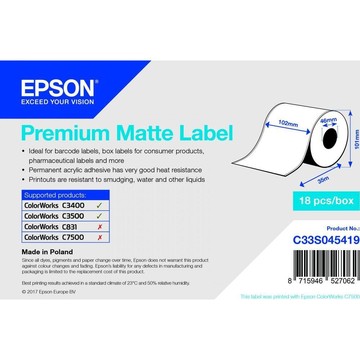 Epson label roll, normal paper, 102mm, 35m