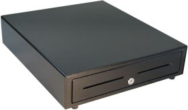 Vasario Cash Drawer (Painted Front with Dual Media Slots, 484A SerialPRO II Interface and 16 Inch x 18 Inch) - Color: Black