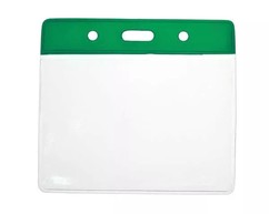 Green Top Vinyl Visitor Pass Holders 91x65mm - Landscape (Pack of 100) image