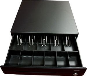 Black cash drawer 425 x 450 x 100 mm, RJ11 connection (ticket printer)