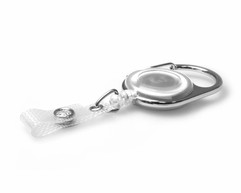 White Translucent Carabiner Card Reels with 19mm Recess and Reinforced Straps - Pack of 50 image