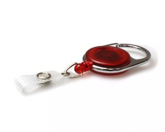 Red Translucent Carabiner Card Reels with 19mm Recess and Reinforced Straps - Pack of 50 image