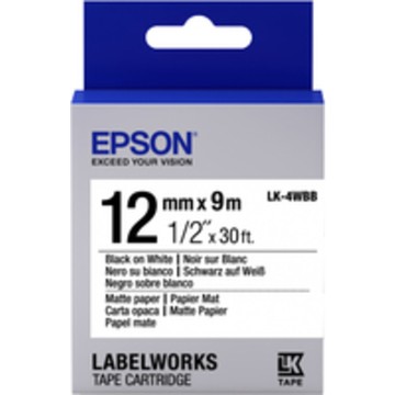 TAPE - LK4WBB MATTE PAP BLK/: Label Cartridge Matte Paper LK-4WBB B...