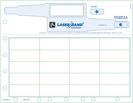 Bracelet Zebra LaserBand 2 pour adulte, bleu, auto-laminé, fermeture adhésive, 20 étiquettes par feuille, 1000 feuilles par caisse