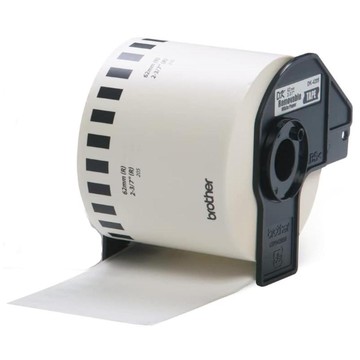 DK44205: Brother DK-44205 Label Roll, Removable Continuous Length Paper, Black on White, 62mm wide, 30.48m long.