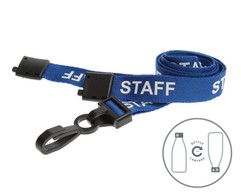 Blue Staff Lanyards with Plastic J Clip (Pack of 100) image