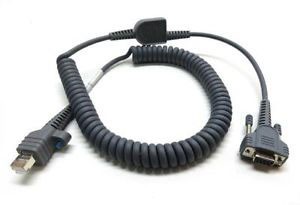 Cable, RS232 6.5ft 9pin coil req ext psu (RS232 serial connection to terminals providing non-powered 9 pin D sub connector. Requires external power supply (851-089-206/306) ordered separately.)