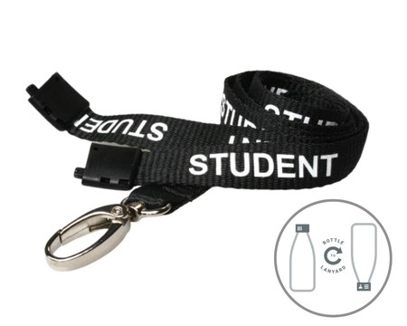 Black Student Lanyards With Metal Lobster Clip (Pack of 100)