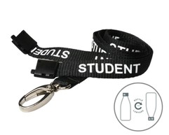 Black Student Lanyards With Metal Lobster Clip (Pack of 100) image