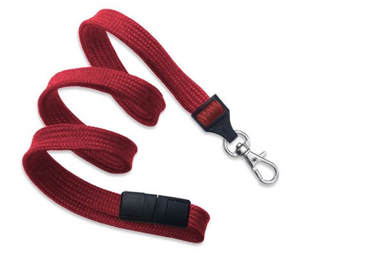 Lanyard flach 10 mm Karabinerhaken Break-Away / rot