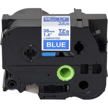 BROTHER MOBILE, 1.4 IN X 26.2 FT (36MM X 8M), WHITE INK ON BLUE LABEL, COMPATIBLE WITH ALL HGE/HG/TZE/TZ EXCEPT 12 MM MODELS