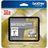 BROTHER MOBILE, 0.94 IN X 26.2 FT (24MM X 8M), BLACK INK ON MATTE GRAY LABEL, 2 PACK image