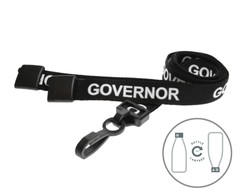 Black Governor Lanyards with Plastic J Clip (Pack of 100) image