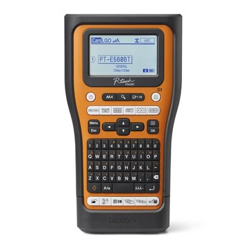 Imprimante d'étiquettes portable Brother PT-E560BT, Bluetooth, USB-C, coupeur automatique double, 24 mm, Orange