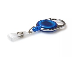 Blue Translucent Carabiner Card Reels with 19mm Recess and Reinforced Straps - Pack of 50 image