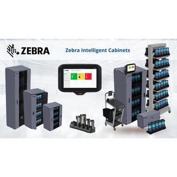 Zebra EVM, small 2 shelf intelligent cabinet North America, assembled with Power distribution unit (pdu) key barrel Lock and 2x keys