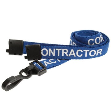 Blue Contractor Lanyards with Plastic J Clip (Pack of 100)