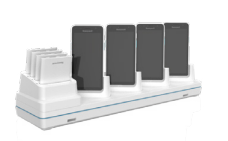 CT30 XP booted 5-bay charging base, healthcare, Kit includes 5-bay charging base and power supply, no power cord. Charge up to 4 pcs computers with protective boot and 4 pcs of CT30 XP batteries or up to 5 pcs of computers with protective boot. image