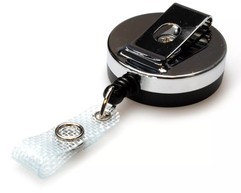 Black Chrome ID Badge Reels with Strap Clip (Pack of 50) image