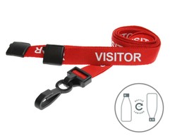 LC L-B-VISRDP Besucher-Lanyards Rot, J Clip, Kunststoff, 100 Stück Bild