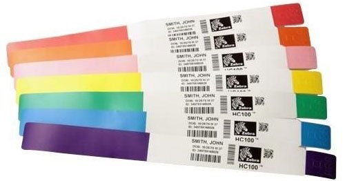 Zebra Z-Band Comfort Wristbands, Polypropylene, 1 x 11in, Direct Thermal, Red, Adhesive closure