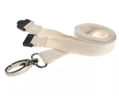White Bamboo Lanyards with Metal Lobster Clip (Pack of 100) image