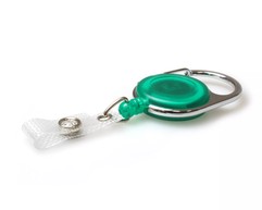 Green Translucent Carabiner Card Reels with 19mm Recess and Reinforced Straps - Pack of 50 image