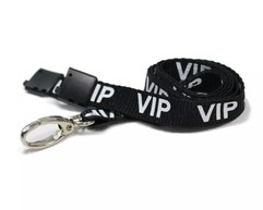 Polyester Black VIP Lanyards with Metal Lobster Clip (Pack of 100) image