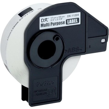DK11204: Brother DK-11204 Label Roll, Multi Purpose Labels, Black on White, 400 Labels, 17 mm (W) x 54 mm (L).