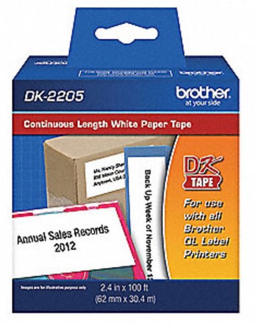 BROTHER MOBILE, 2.4"X100' (62MM X30.4M) WHITE PAPER CONTINUOUS LABEL MASTER PACK, 3 UNIT(S)